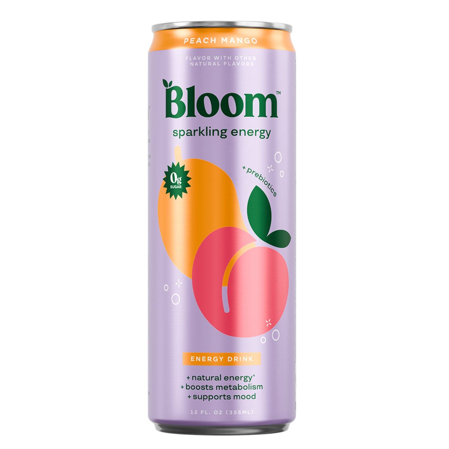 Bloom Sparkling Energy Drink, Peach Mango, Can