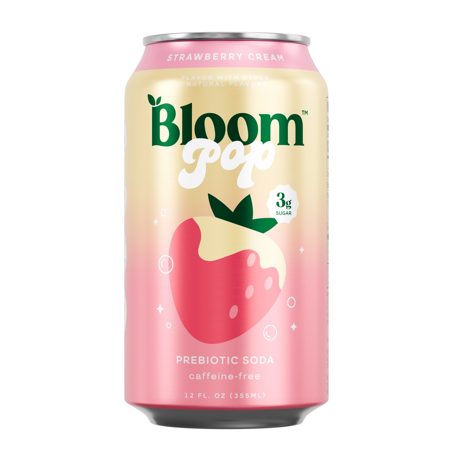 Bloom Pop Prebiotic Soda, Strawberry Cream, Can