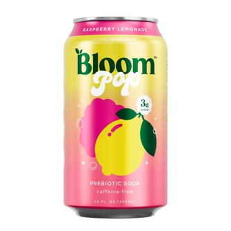 Bloom Pop Prebiotic Soda, Raspberry Lemonade, Can