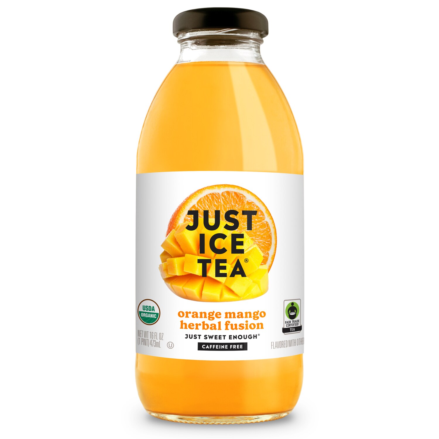 Just Ice Tea Organic Orange Mango Herbal Fusion Tea, Glass Bottle