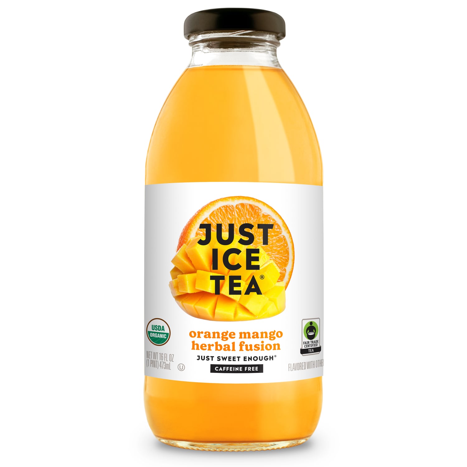 Just Ice Tea Organic Orange Mango Herbal Fusion Tea, Glass Bottle