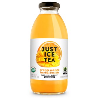 Just Ice Tea Organic Orange Mango Herbal Fusion Tea, Glass Bottle