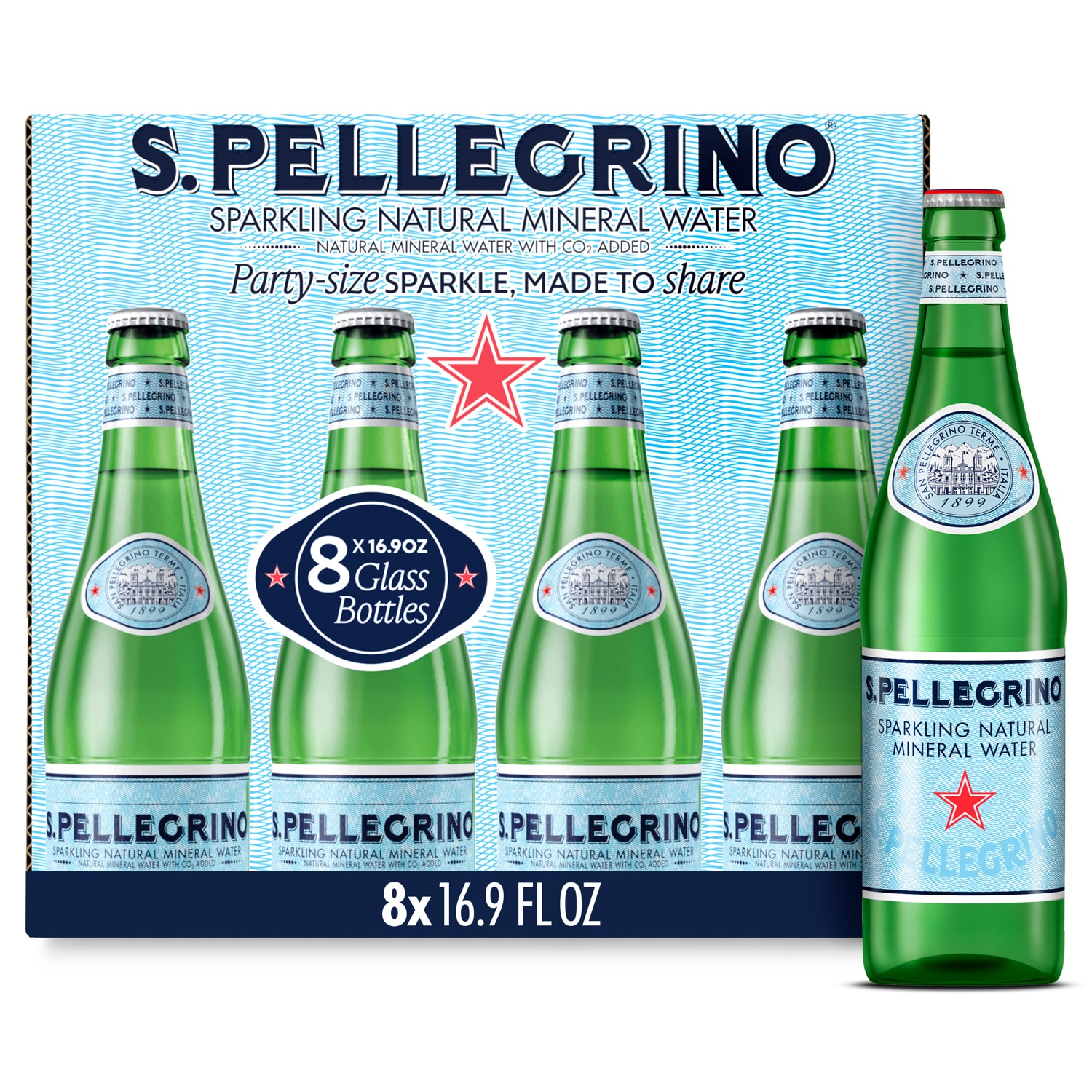 San Pellegrino Sparkling Natural Mineral Water, Glass Bottles