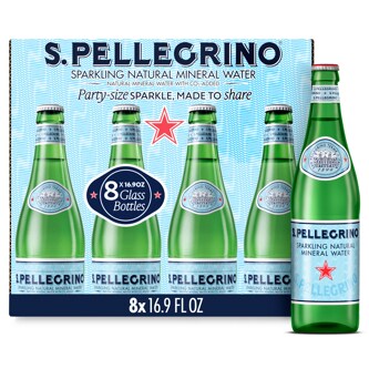 San Pellegrino Sparkling Natural Mineral Water, Glass Bottles