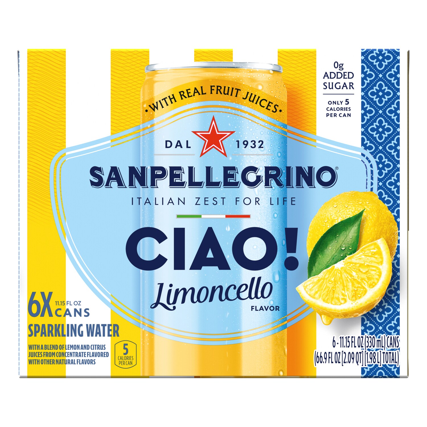 San Pellegrino Sparkling Water Ciao Limoncello, Cans