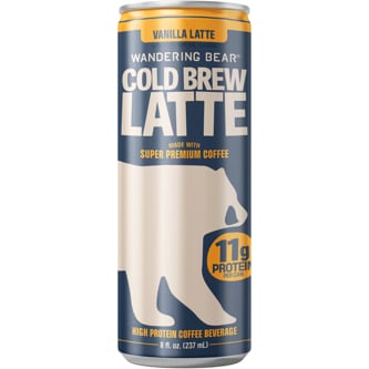 Wandering Bear High-Protein Cold Brew Latte Vanilla Latte, Can