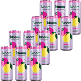 Bloom Sparkling Energy Drink, Raspberry Lemon, Can, Case
