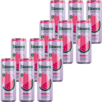 Bloom Sparkling Energy Drink, Strawberry Watermelon, Can, Case