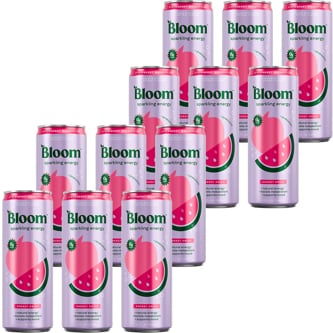 Bloom Sparkling Energy Drink, Strawberry Watermelon, Can, Case