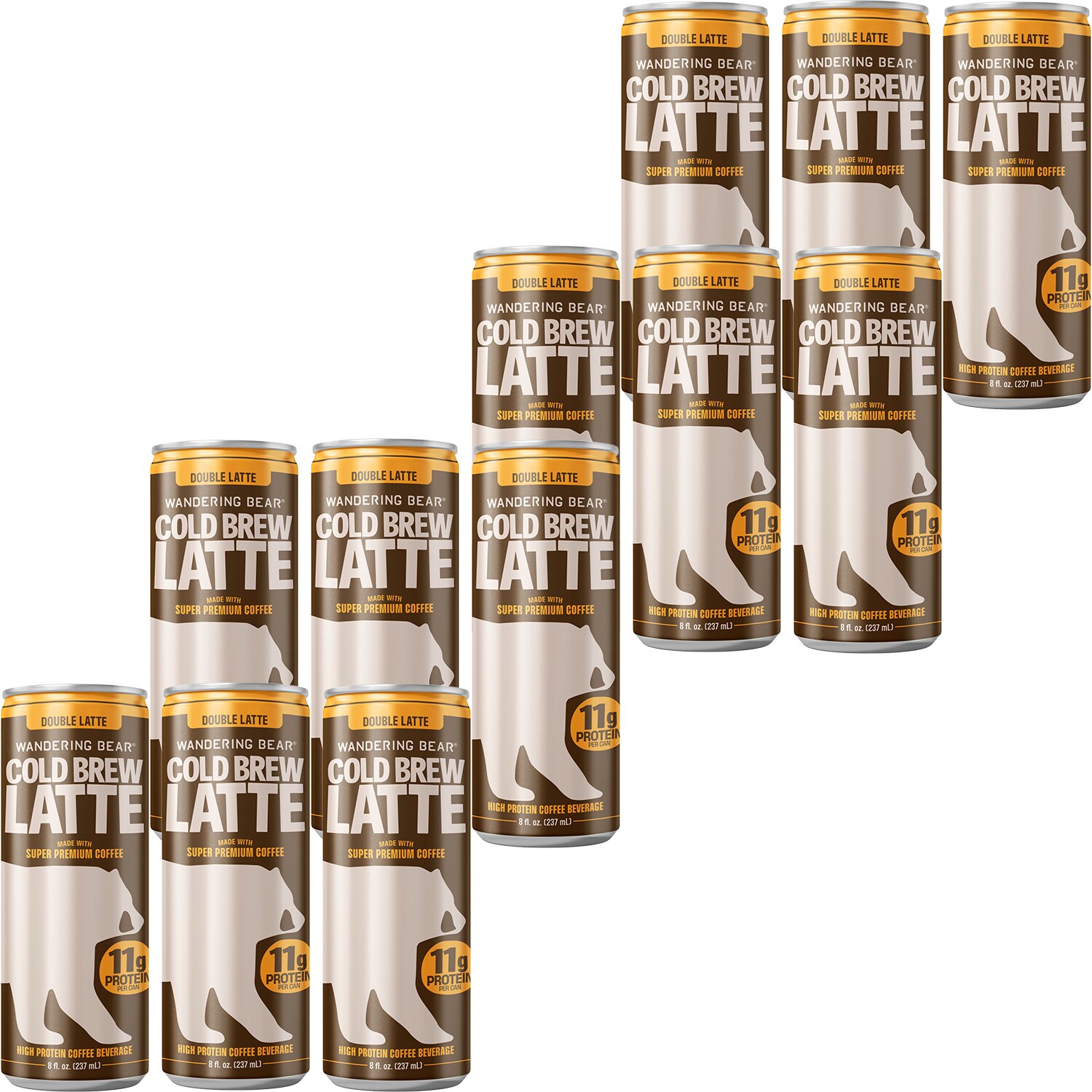 Wandering Bear High-Protein Cold Brew Latte Double Latte, Case