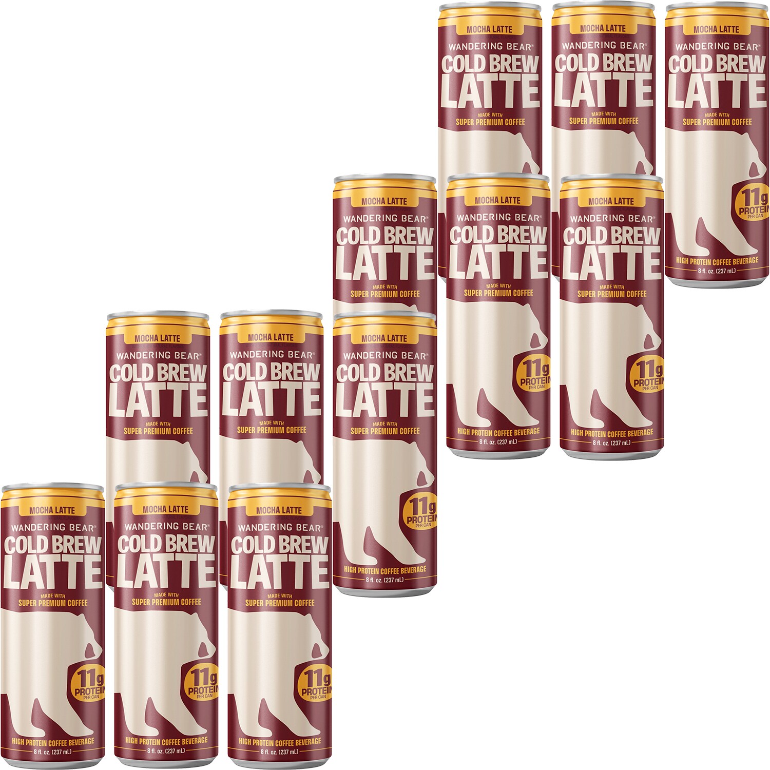 Wandering Bear High-Protein Cold Brew Latte Mocha Latte, Can