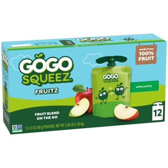 GoGo SqueeZ No Sugar Added Applesauce & Fruit Puree, Apple Apple