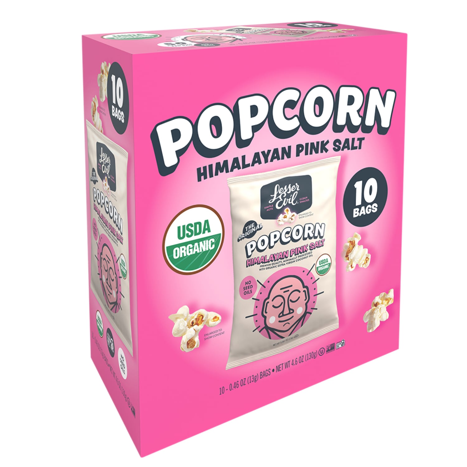 LesserEvil Organic Popcorn Snack Packs, Himalayan Pink Salt