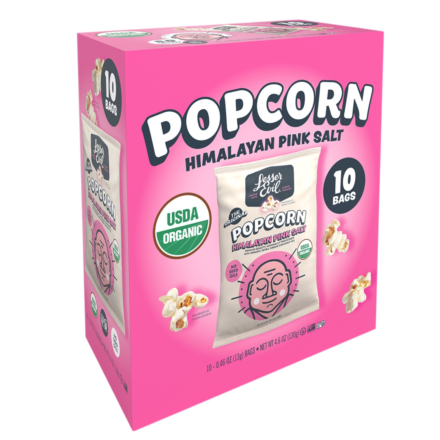 LesserEvil Organic Popcorn Snack Packs, Himalayan Pink Salt