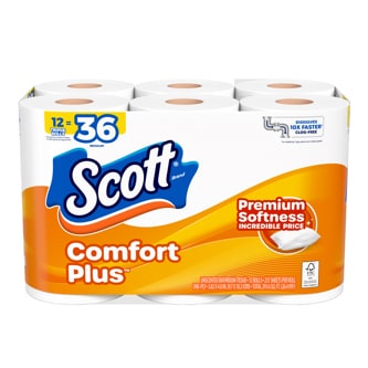 Scott Comfort Plus 1-Ply Bathroom Tissue, Triple Rolls