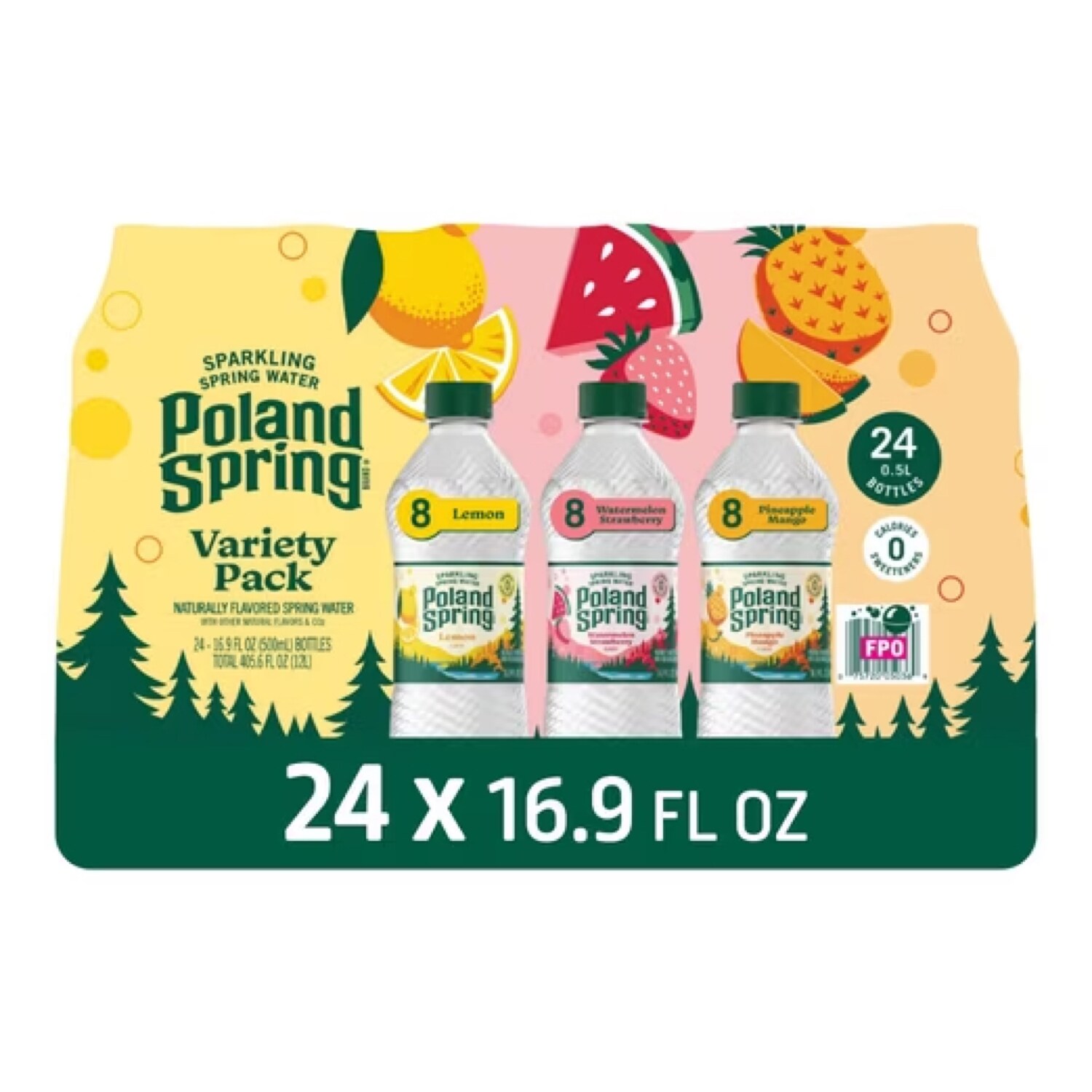 Poland Spring Sparkling Natural Spring Water, Variety Pack, Plastic Bottles