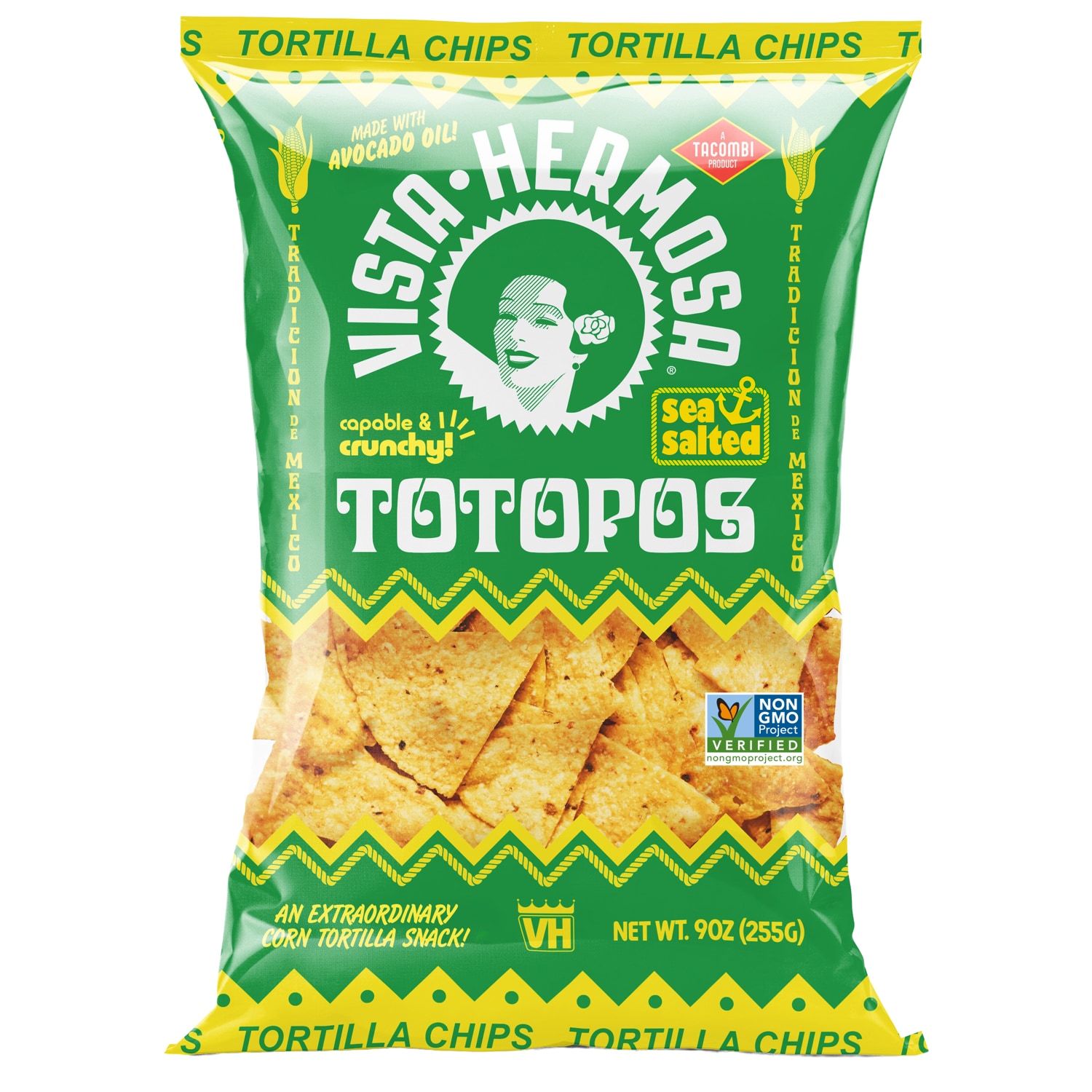 Vista Hermosa Totopos Tortilla Chips, Sea Salted
