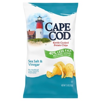 Cape Cod 40% Reduced Fat Kettle Cooked Potato Chips, Sea Salt & Vinegar