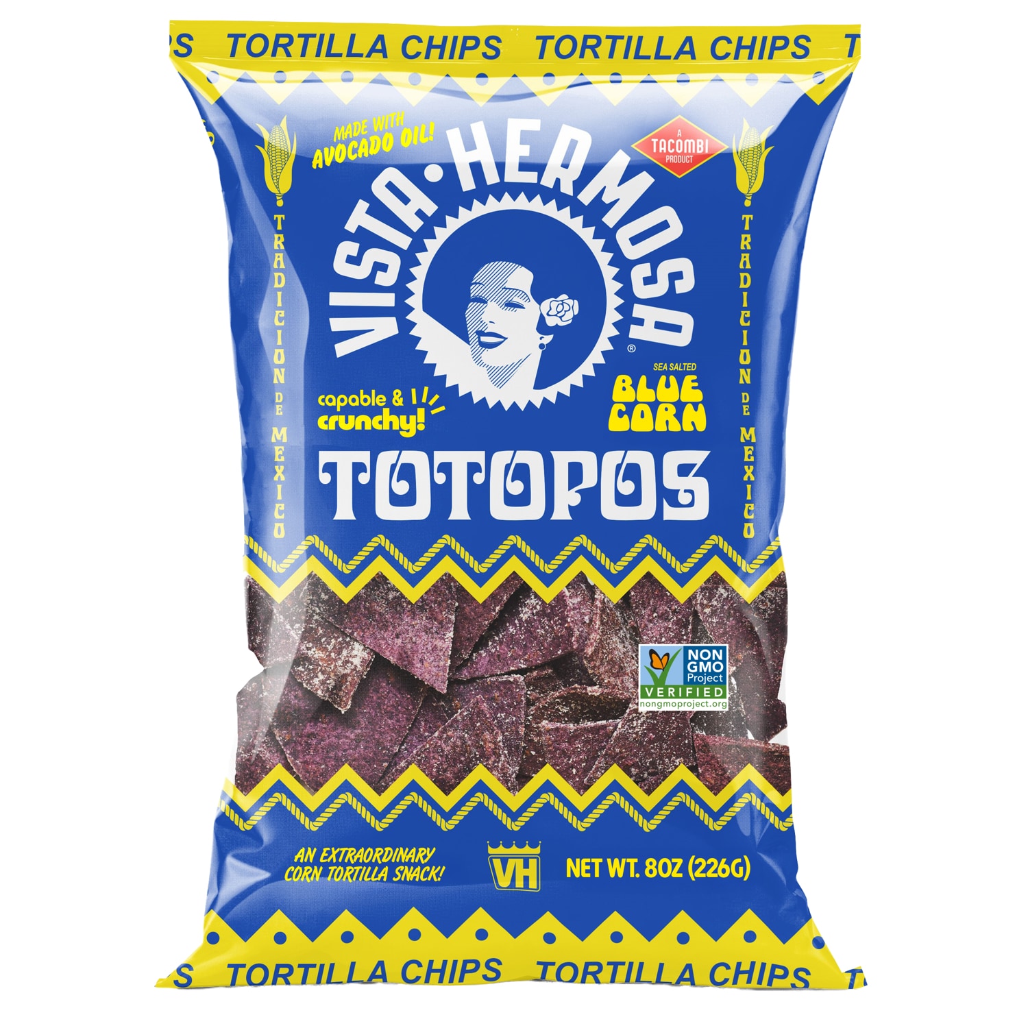 Vista Hermosa Totopos Tortilla Chips, Blue Corn