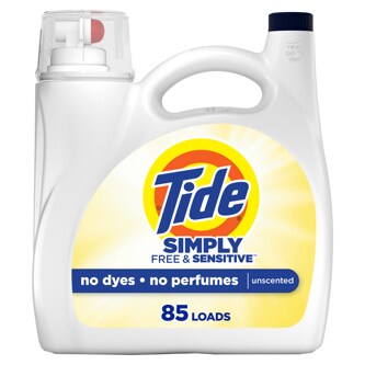 Tide Simply Free & Sensitive Liquid Laundry Detergent, Unscented