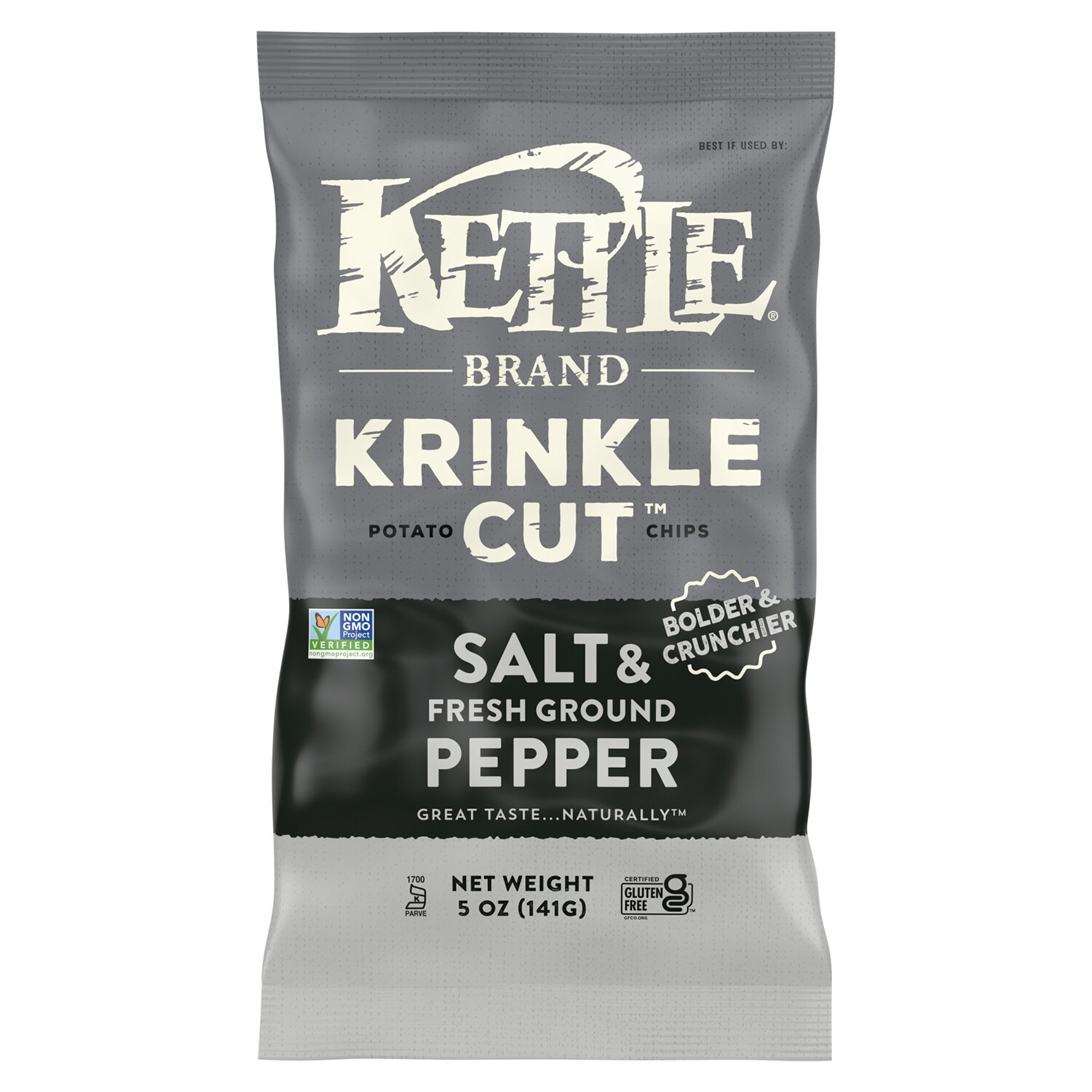 Kettle Brand Krinkle Cut Potato Chips, Salt & Fresh Ground Pepper