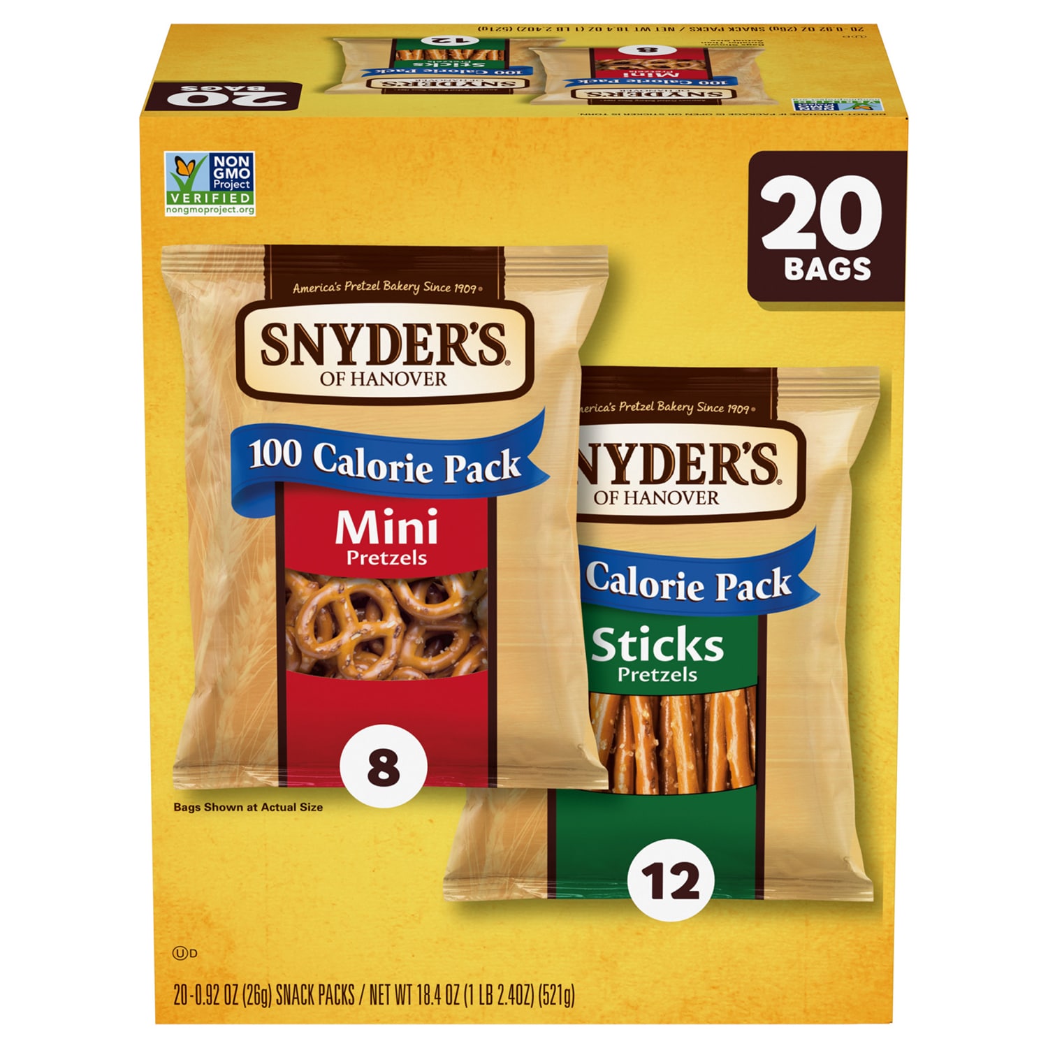 Snyder's of Hanover 100-Calorie Pretzel Packs, Mini & Sticks