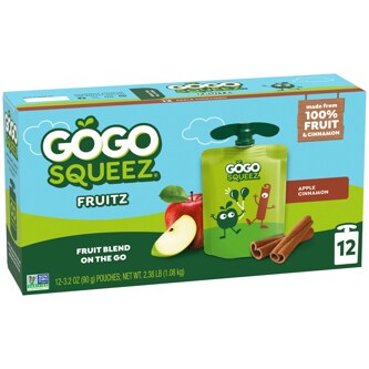 GoGo SqueeZ No Sugar Added Applesauce & Fruit Puree, Apple Cinnamon