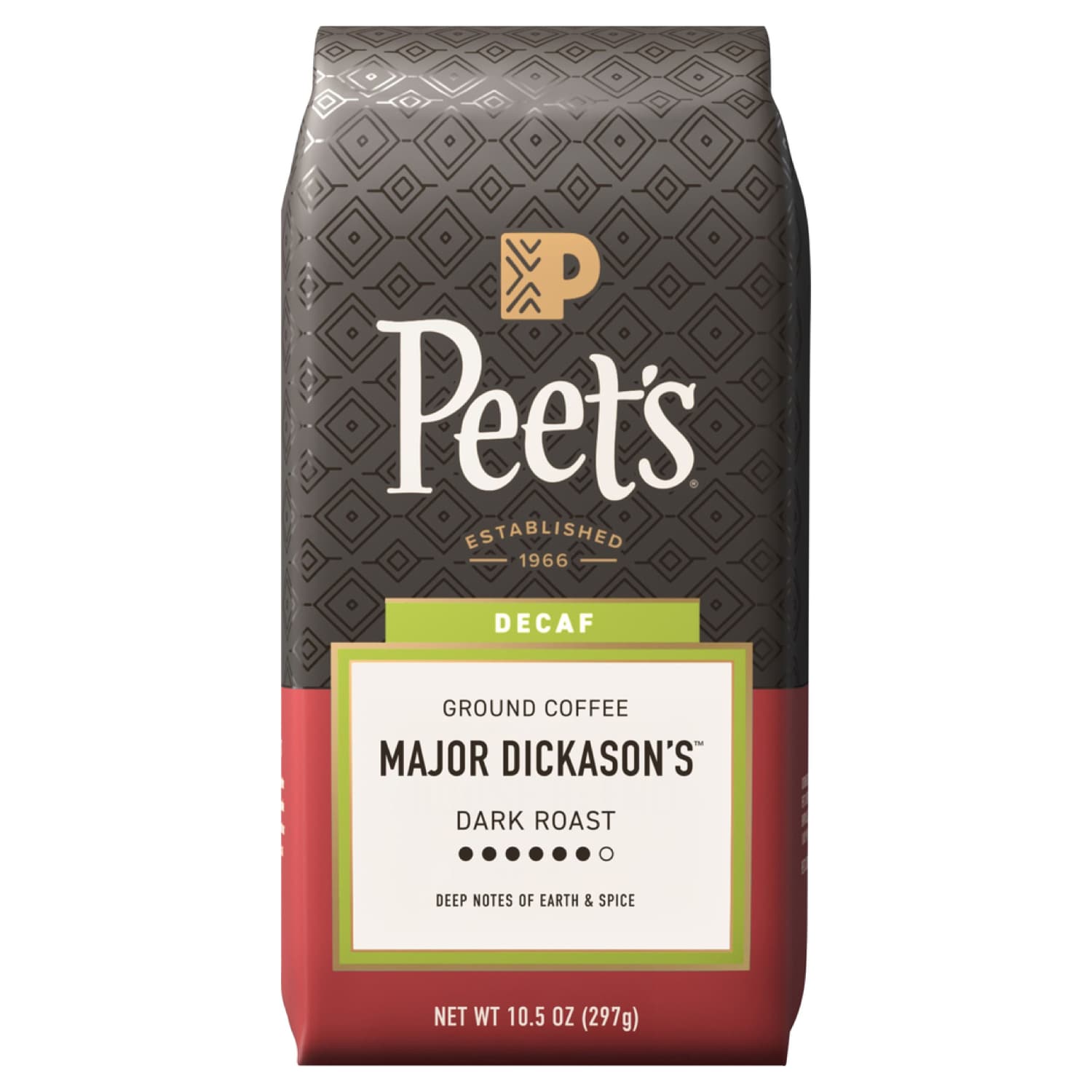 Peet's Coffee Decaf Dark Roast Ground Coffee, Major Dickason's Blend