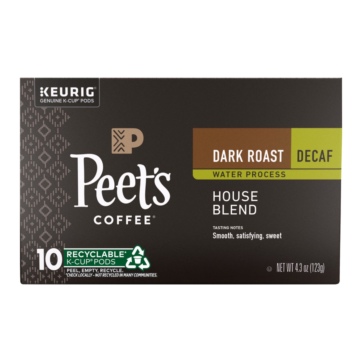 Peet's Coffee Decaf Dark Roast Coffee, House Blend, K-Cups