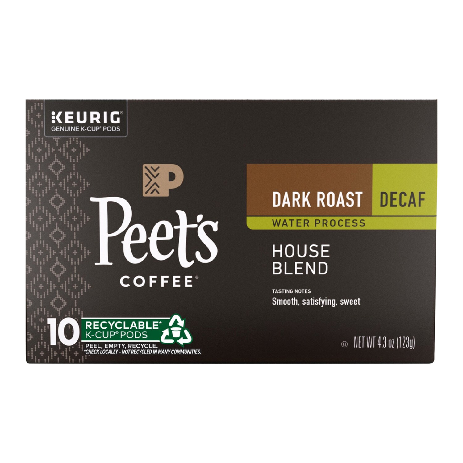 Peet's Coffee Decaf Dark Roast Coffee, House Blend, K-Cups