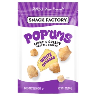 Snack Factory Pop 'ums Pretzel Snacks, White Cheddar