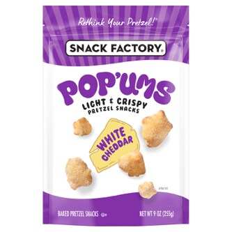 Snack Factory Pop 'ums Pretzel Snacks, White Cheddar