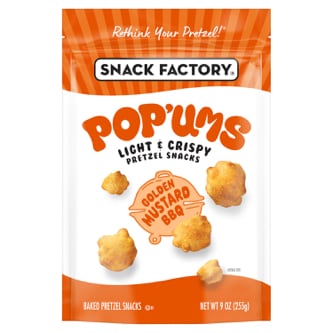 Snack Factory Pop 'ums Pretzel Snacks, Golden Mustard BBQ