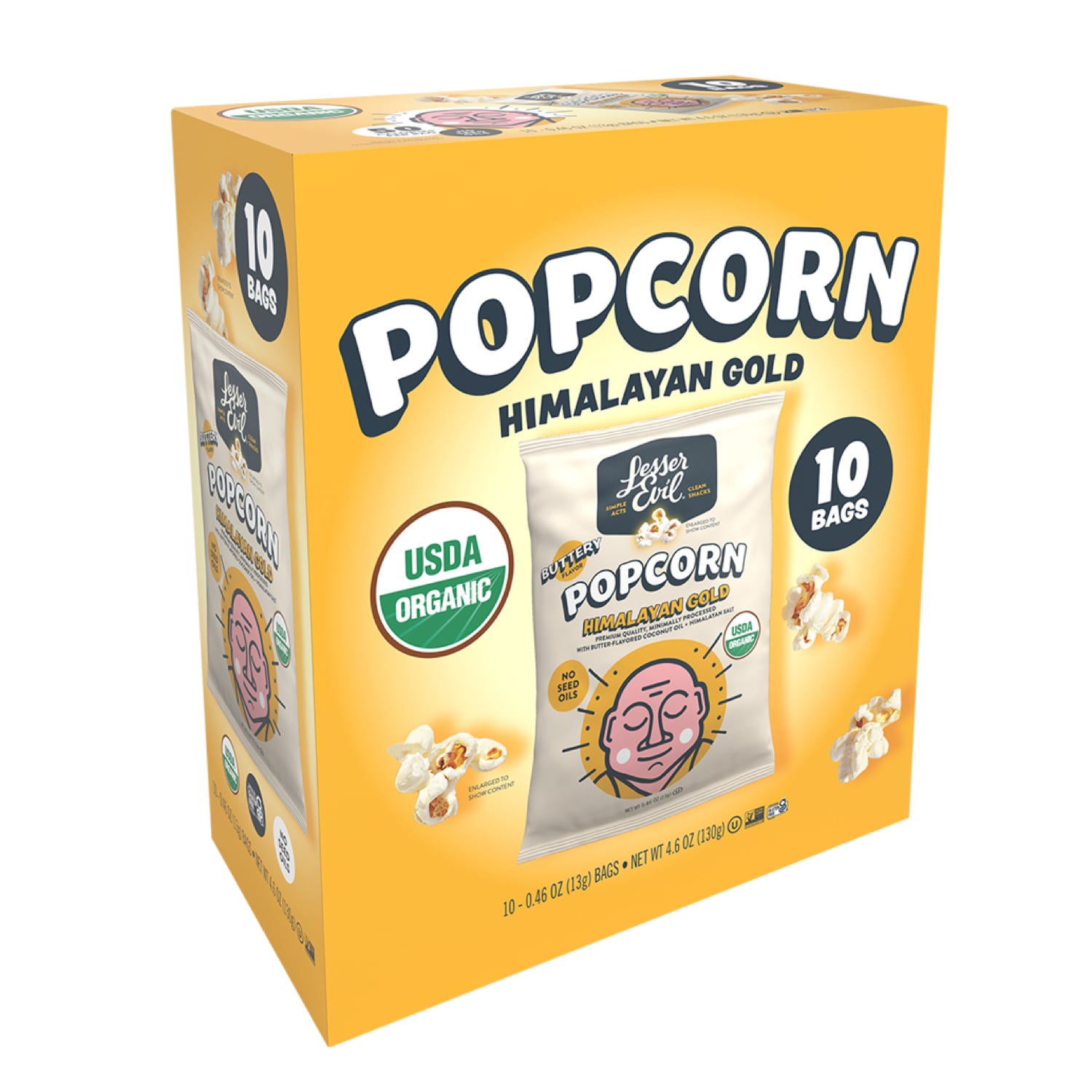 LesserEvil Organic Popcorn Snack Packs, Himalayan Gold