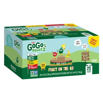 GoGo SqueeZ No Sugar Added Applesauce & Fruit Puree Variety Pack, Apple Apple, Apple Strawberry & Apple Banana