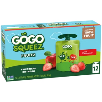GoGo SqueeZ No Sugar Added Applesauce & Fruit Puree, Apple Strawberry