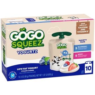 Gogo Squeez Low Fat Yogurtz, Variety Pack, Blueberry & Berry