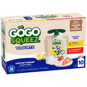 Gogo Squeez Low Fat Yogurtz, Variety Pack, Banana & Strawberry