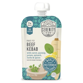 Serenity Kids World Explorers Baby Food Grass Fed Beef Kebab With Organic Carrot, Parsnip, Potato, Spinach, Herb & Spices