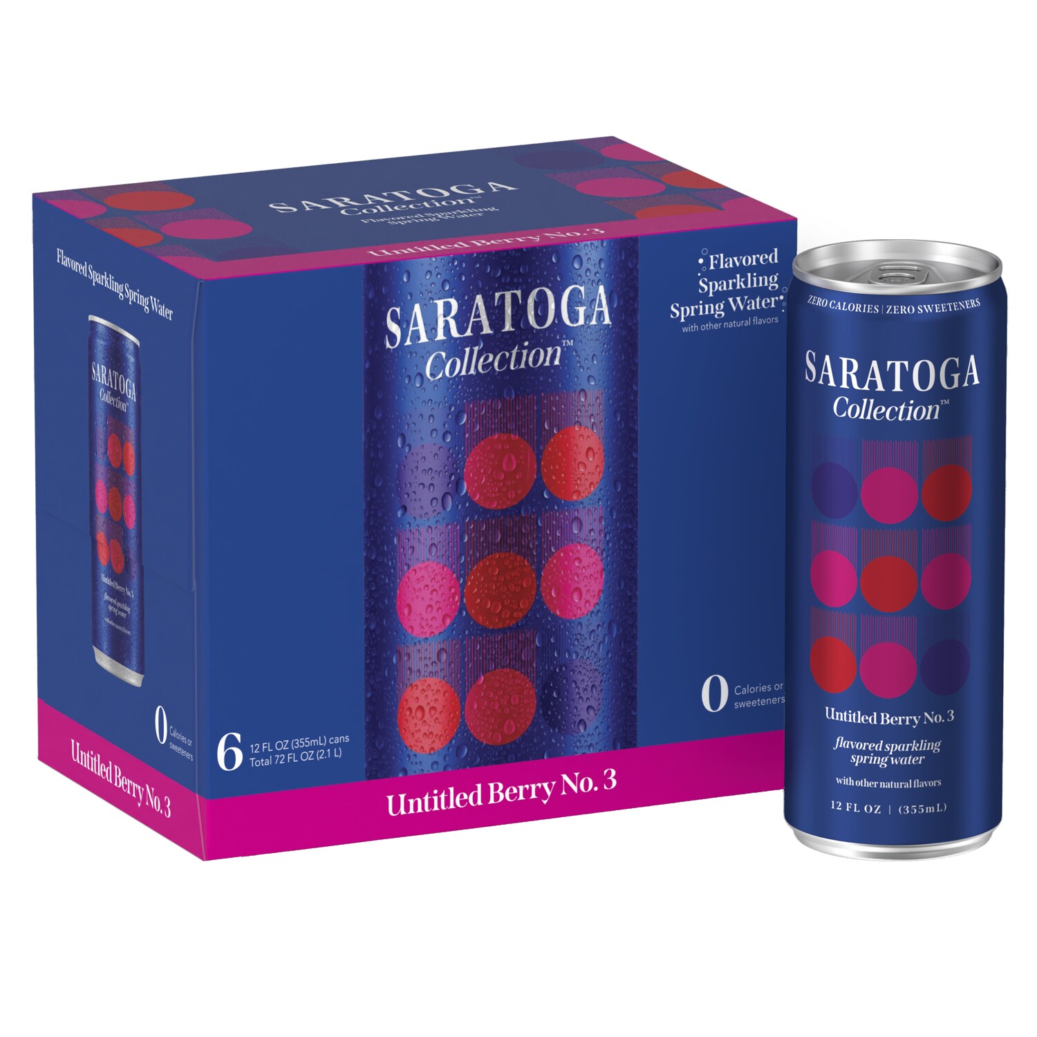 Saratoga Collection Sparkling Spring Water, Untitled Berry No.3, Cans