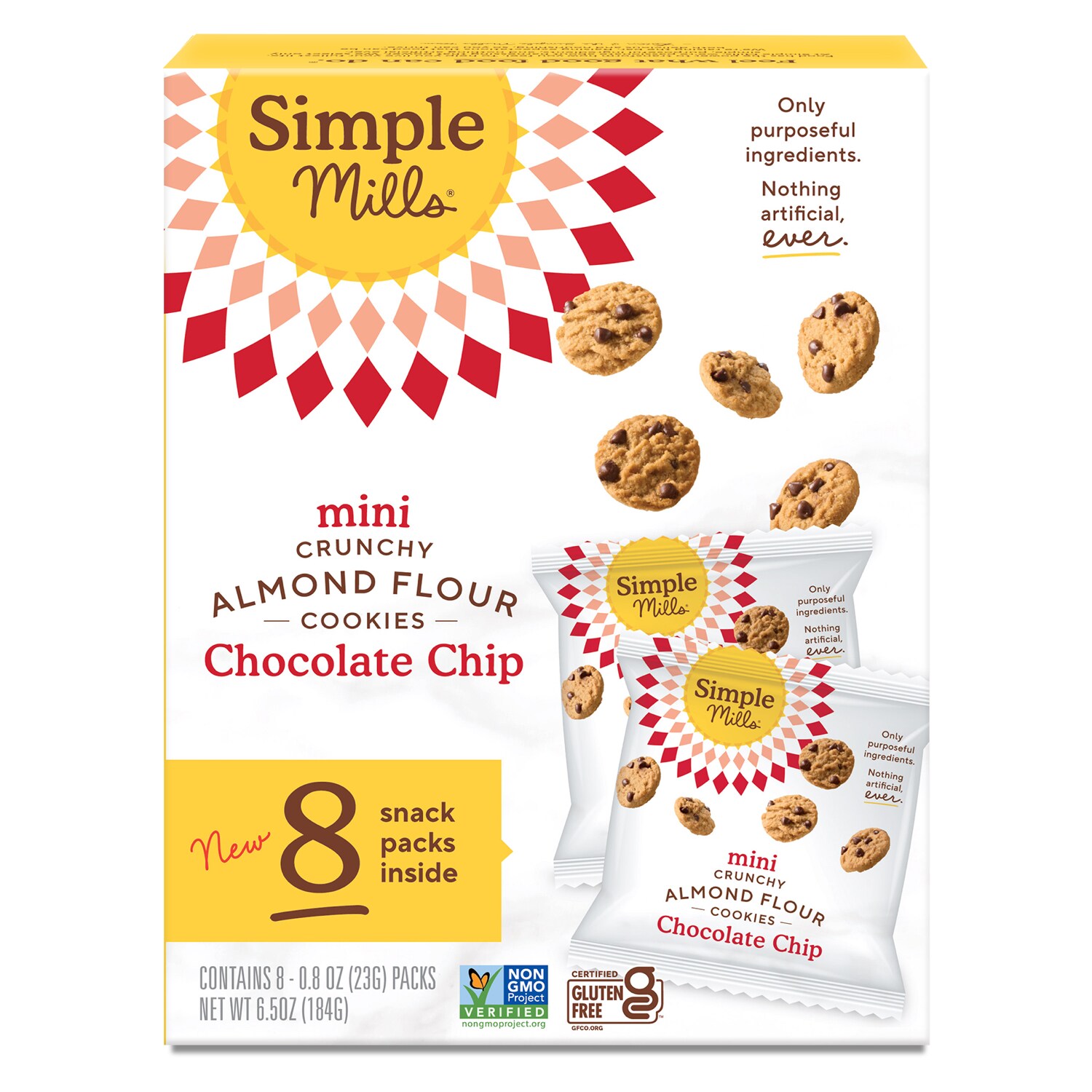 Simple Mills Mini Crunchy Almond Flour Cookies, Snack Packs, Chocolate Chip