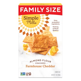 Simple Mills Almond Flour Crackers Snack Packs, Farmhouse Cheddar, Family Size
