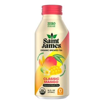 Saint James Organic Tea, Classic Mango, Aluminum Bottle