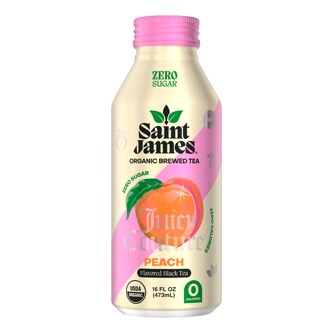 Saint James Organic Tea, Peach, Aluminum Bottle