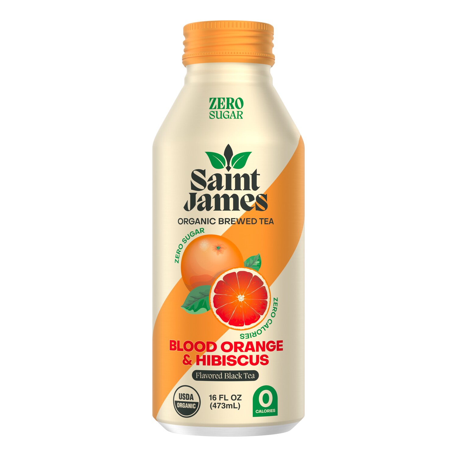 Saint James Organic Tea, Blood Orange & Hibiscus, Aluminum Bottle