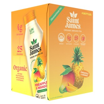 Saint James Organic Tea, Pineapple & Mango, Cans