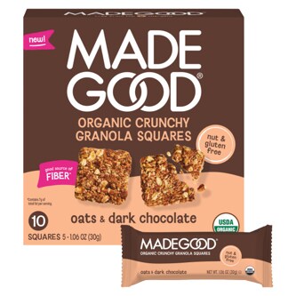 Made Good Organic Crunchy Granola Squares, Oats & Dark Chocolate