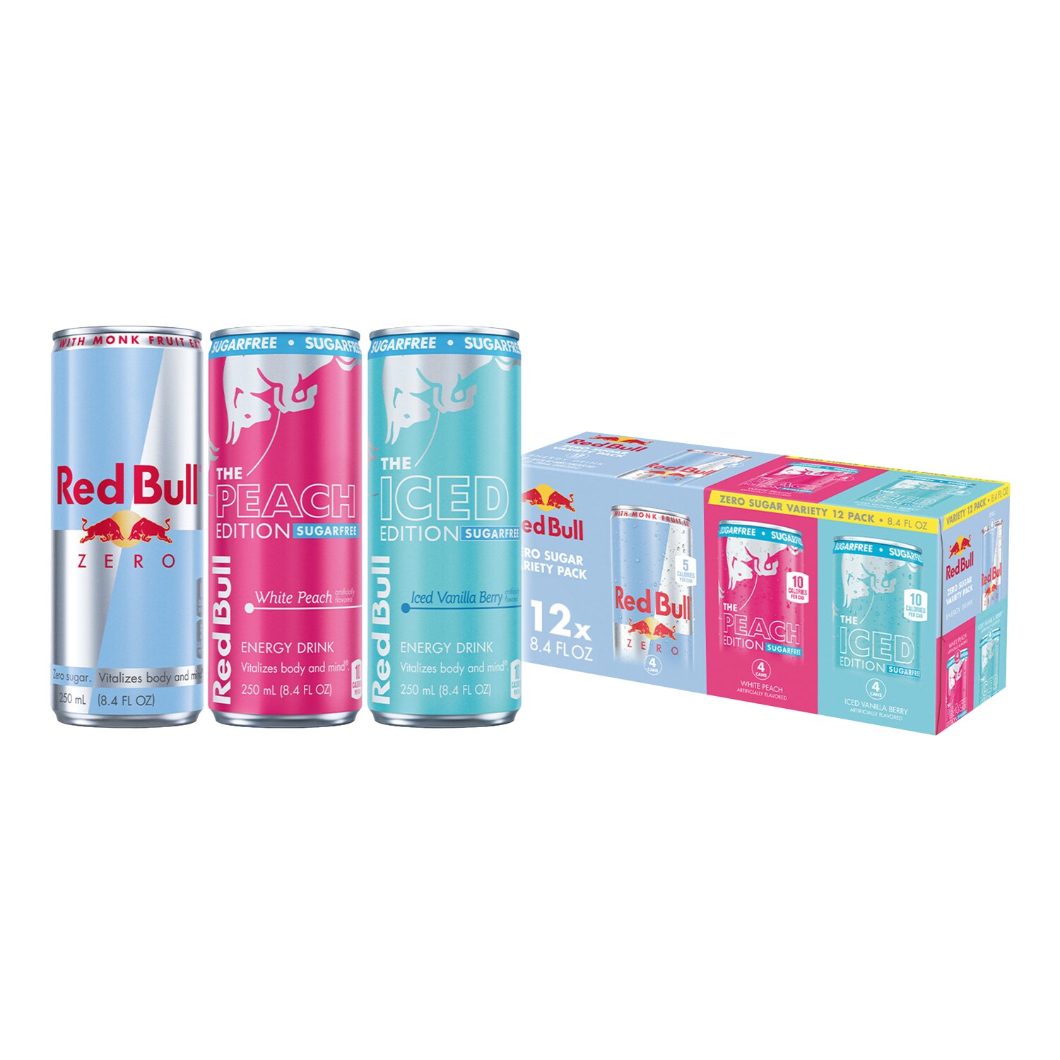 Red Bull Energy Drink, Zero Sugar, Variety Pack, Cans