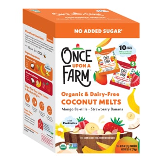 Once Upon A Farm Organic & Dairy-Free Coconut Melts, Mango Ba-Nilla, Strawberry Banana