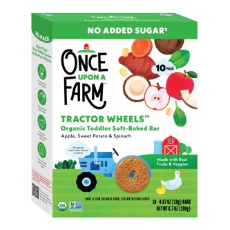 Once Upon A Farm Tractor Wheels Organic Toddler Soft-Baked Bar, Apple, Sweet Potato & Spinach 